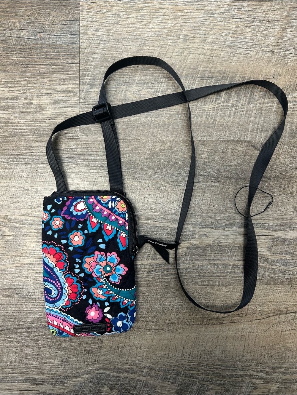 Vera Bradley Black Multicolor Paisley Crossbody Phone Pouch